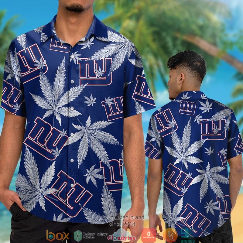 New York Giants cannabis Hawaiian Shirt short 1