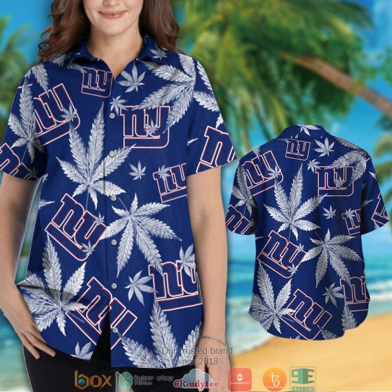 New York Giants cannabis Hawaiian Shirt short 1 2