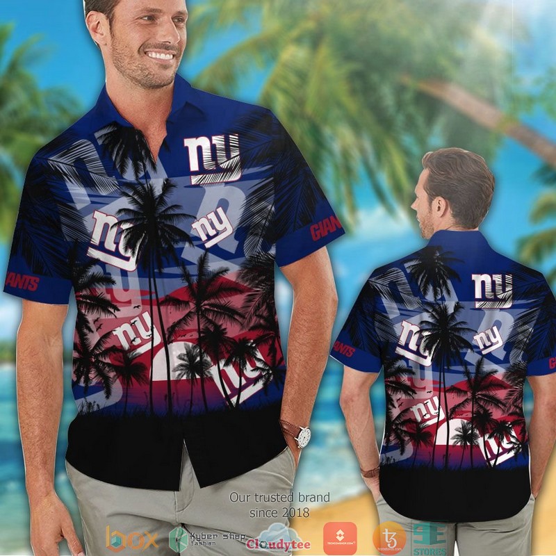 New York Giants coconut island sunset Hawaiian Shirt short 1