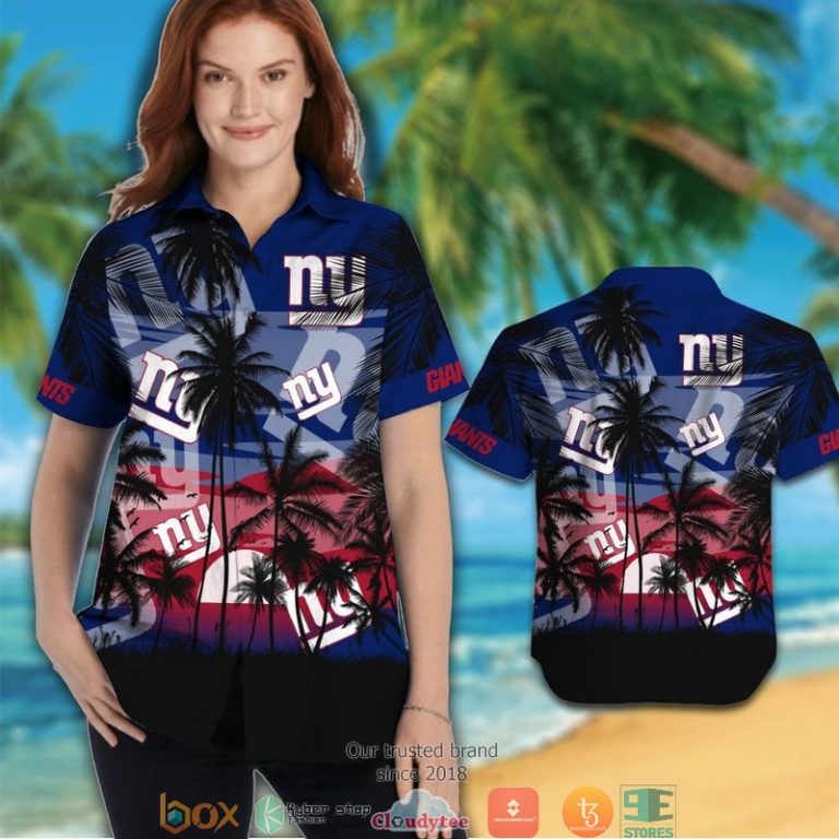 New York Giants coconut island sunset Hawaiian Shirt short 1 2