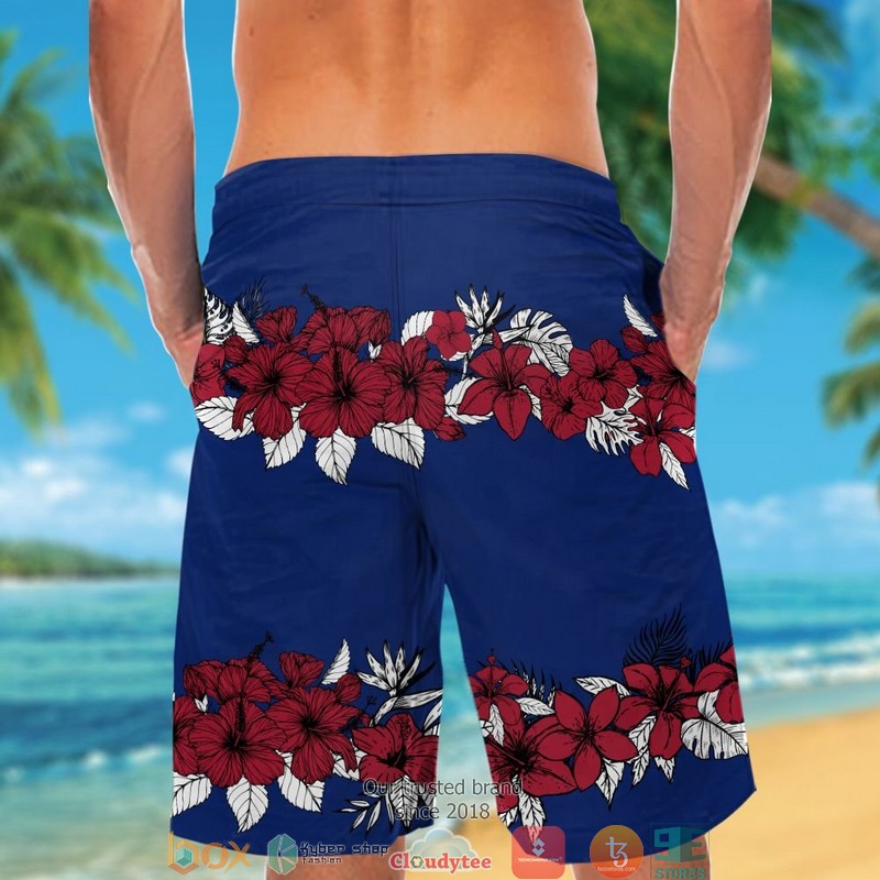 New York Giants hibiscus flowers line Hawaiian Shirt short 1 2 3 4 5