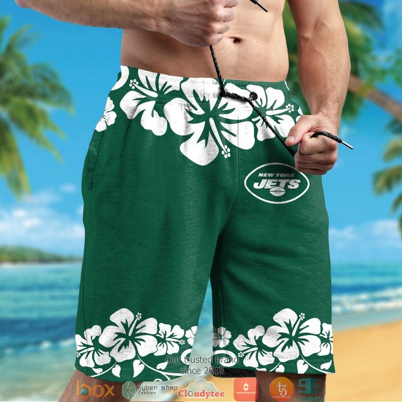 New York Jets Baby Yoda Hibiscus Hawaiian Shirt short 1 2 3 4