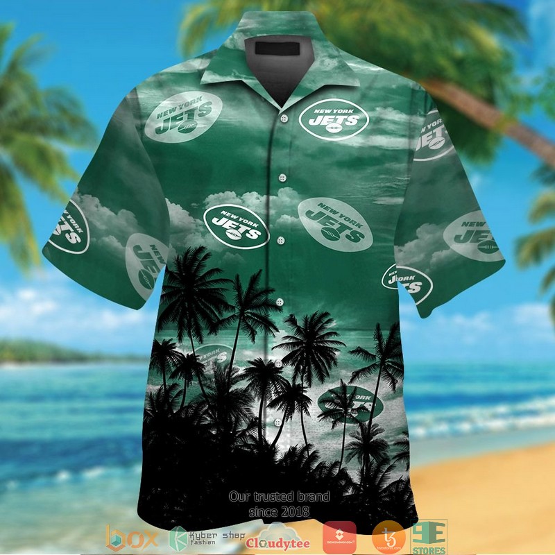 New York Jets Coconut Island Green Hawaiian Shirt short