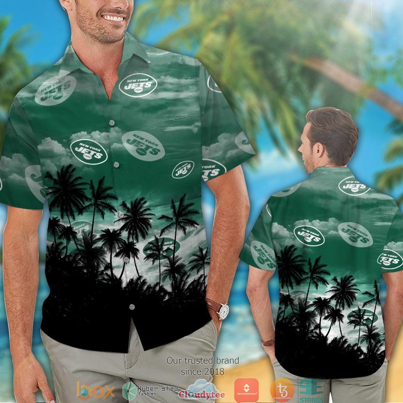 New York Jets Coconut Island Green Hawaiian Shirt short 1