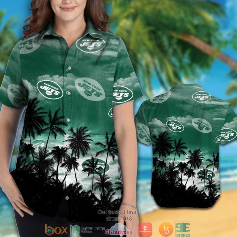 New York Jets Coconut Island Green Hawaiian Shirt short 1 2