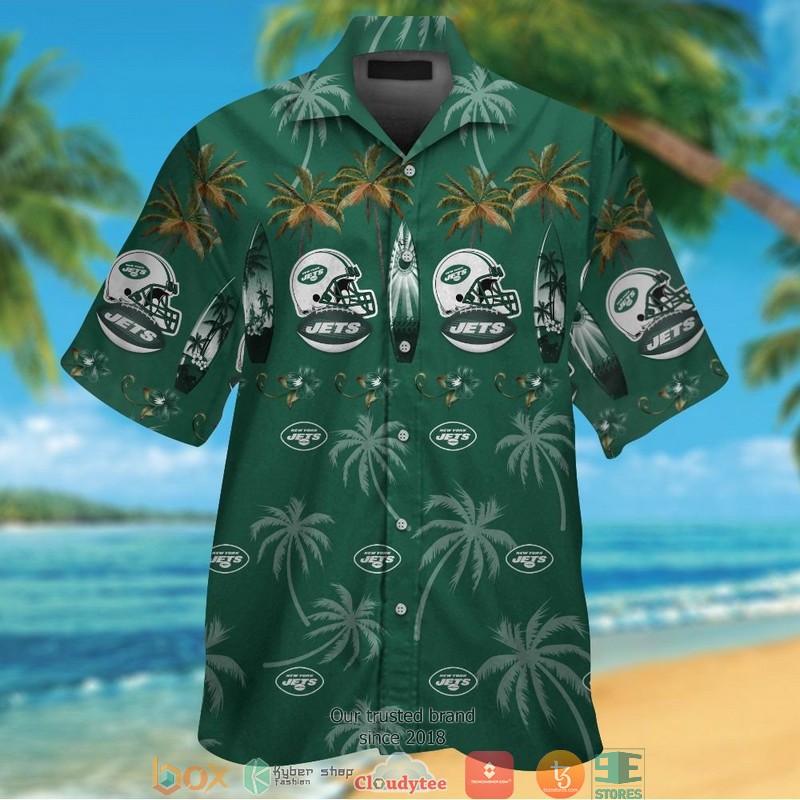 New York Jets Coconut Pattern Hawaiian Shirt short