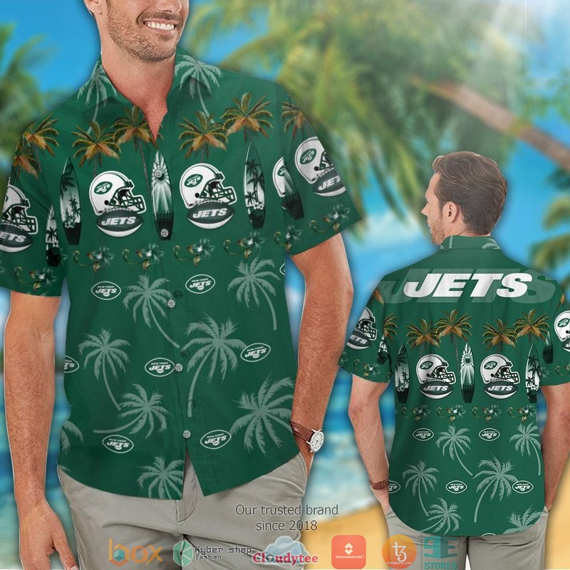 New York Jets Coconut Pattern Hawaiian Shirt short 1