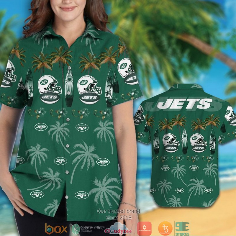 New York Jets Coconut Pattern Hawaiian Shirt short 1 2