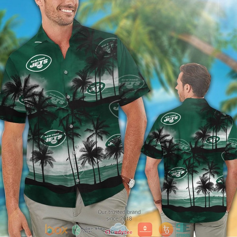 New York Jets Coconut island Ocean Hawaiian Shirt short 1