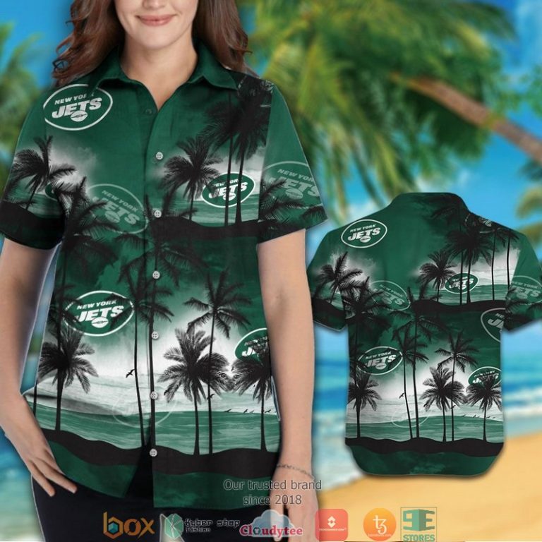 New York Jets Coconut island Ocean Hawaiian Shirt short 1 2