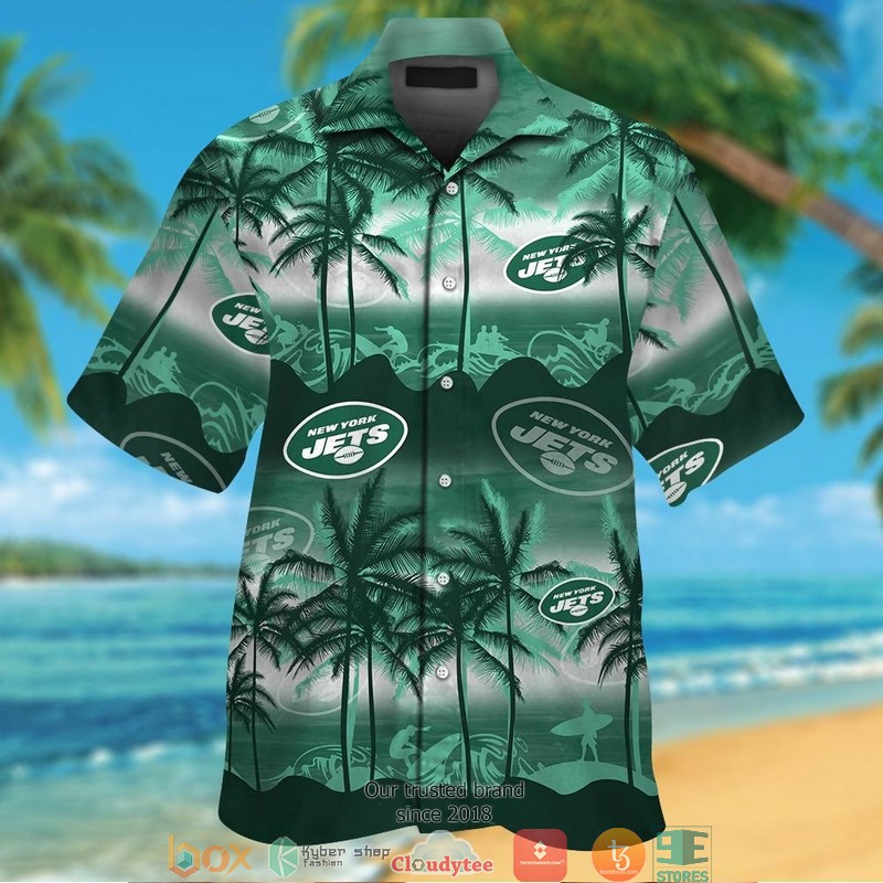 New York Jets Coconut island Ocean Waves Hawaiian Shirt short