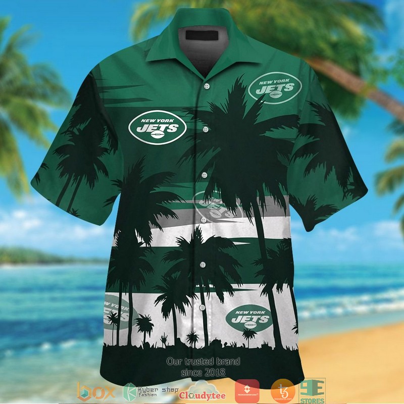 New York Jets Dark Green coconut island Hawaiian Shirt short