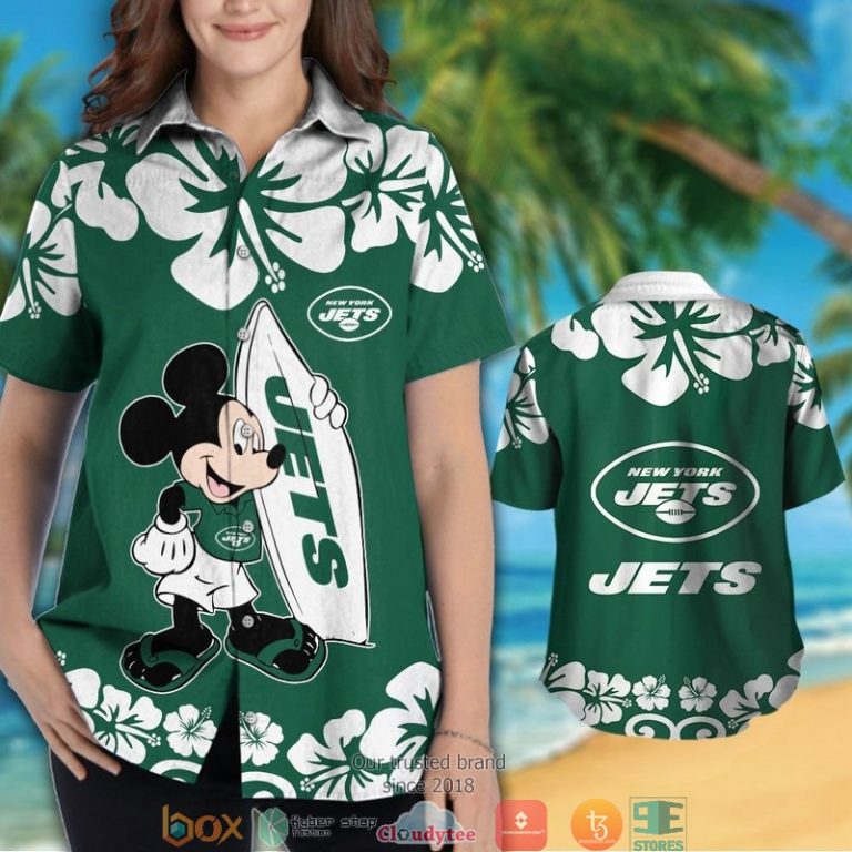 New York Jets Mickey Mouse Hawaiian Shirt short 1 2