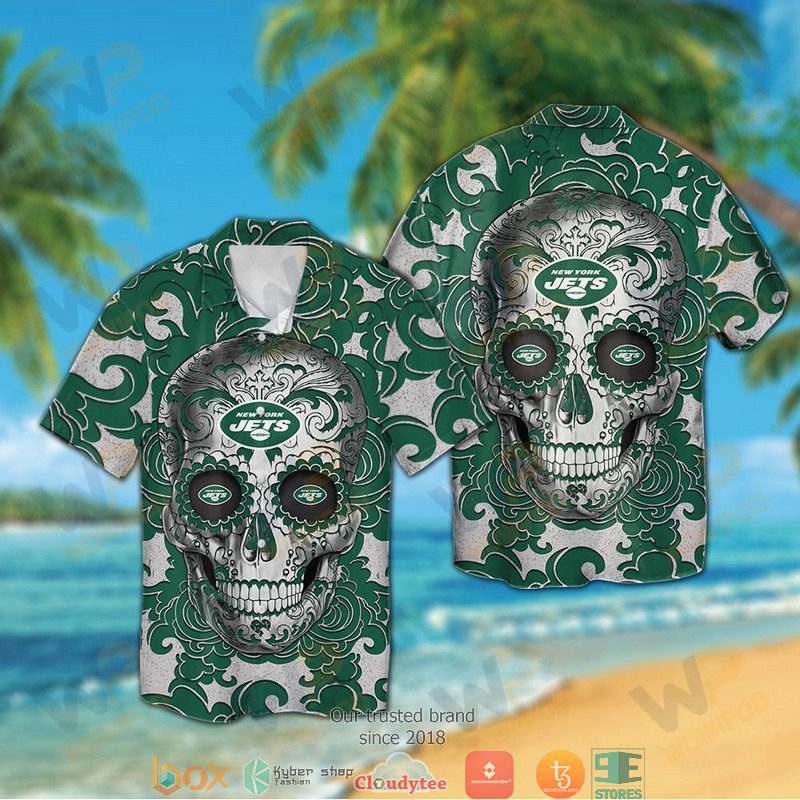 New York Jets Sugar Skull Hawaiian Shirt