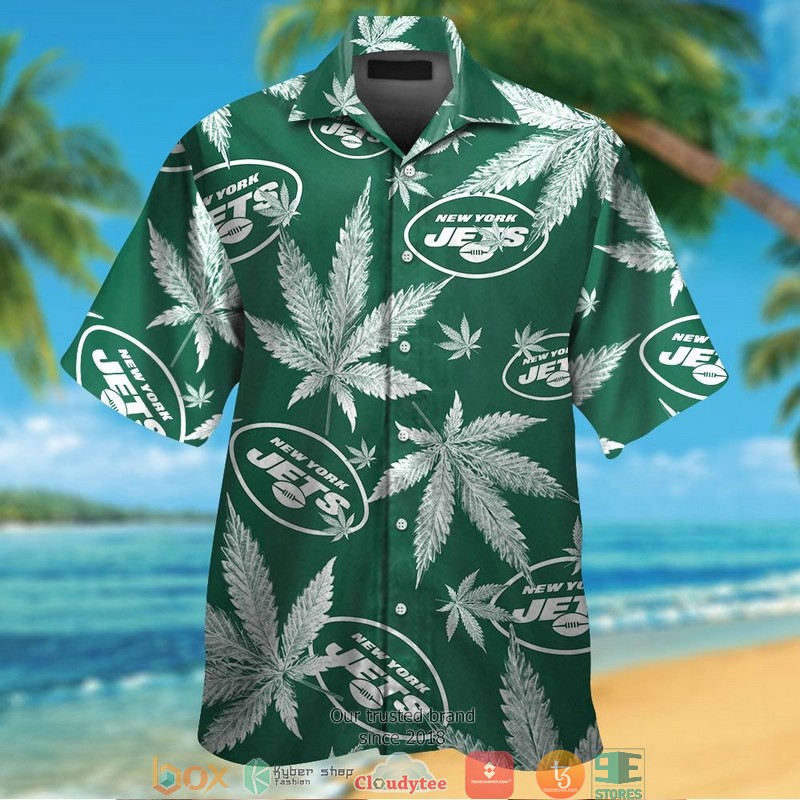 New York Jets cannabis Hawaiian Shirt short