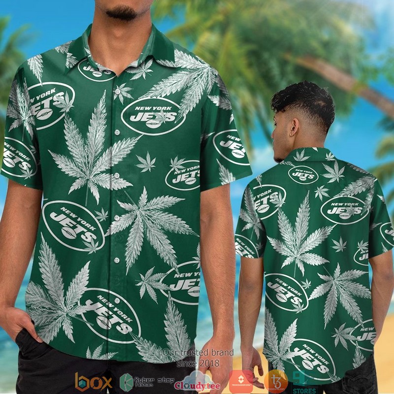 New York Jets cannabis Hawaiian Shirt short 1