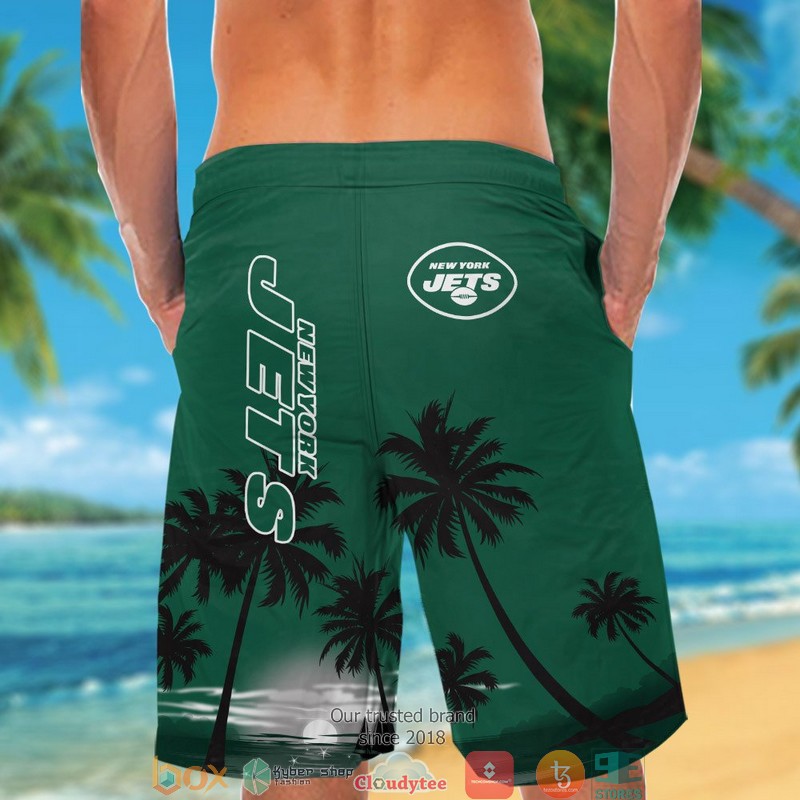New York Jets coconut island night moon Hawaiian Shirt short 1 2 3 4 5