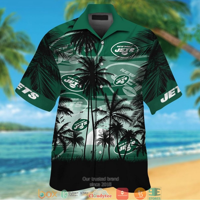 New York Jets coconut island sunset Hawaiian Shirt short