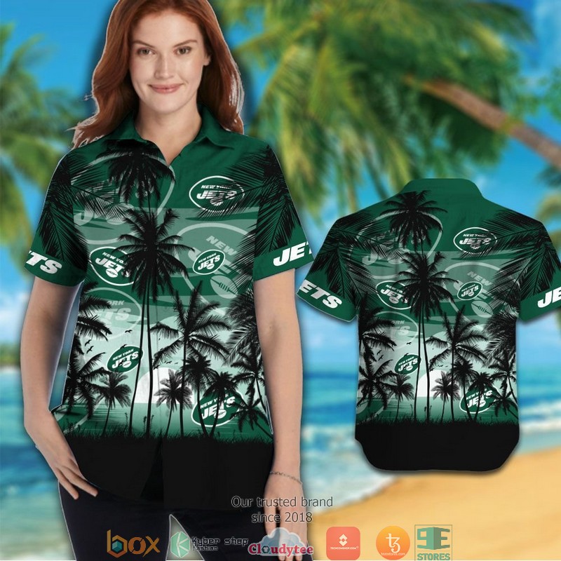 New York Jets coconut island sunset Hawaiian Shirt short 1 2