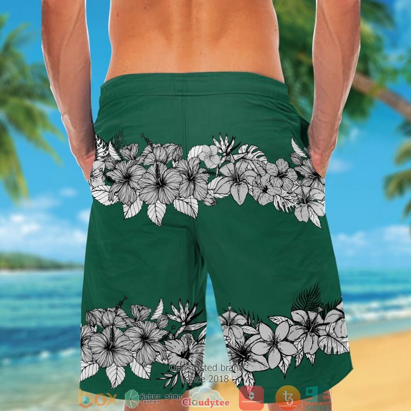 New York Jets hibiscus flowers line Hawaiian Shirt short 1 2 3 4 5