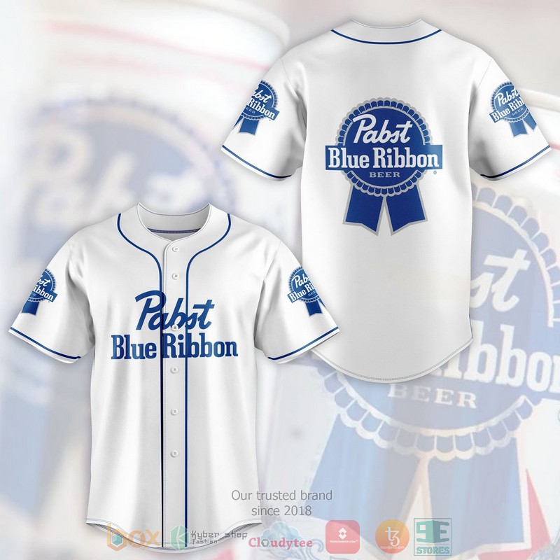 Pabst Blue Ribbon Beer white Baseball Jersey