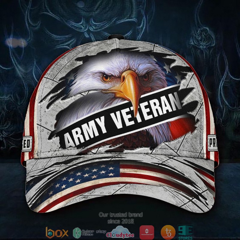 Personalized Army Veteran Eagle American flag Cap
