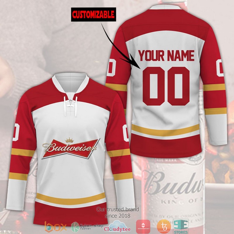 Personalized Budweiser Jersey Hockey Shirt