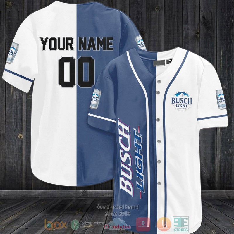 Personalized Busch Light custom white blue Baseball Jersey