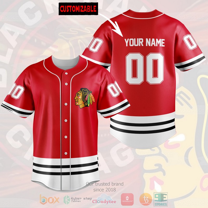 Personalized Chicago Blackhawks custom red Baseball Jersey