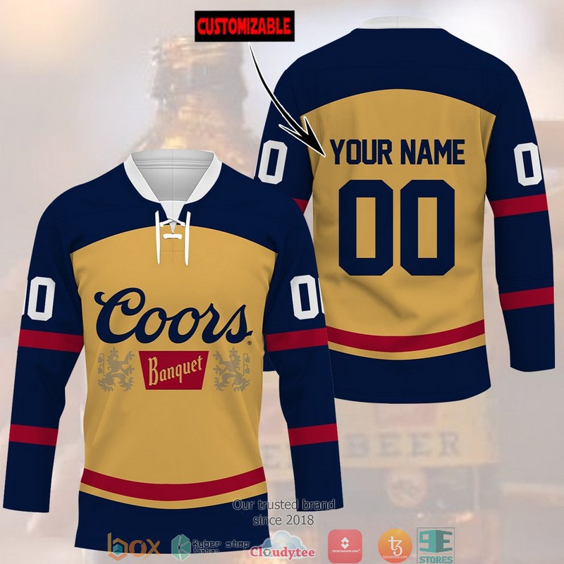 Personalized Coors Banquet Navy Jersey Hockey Shirt