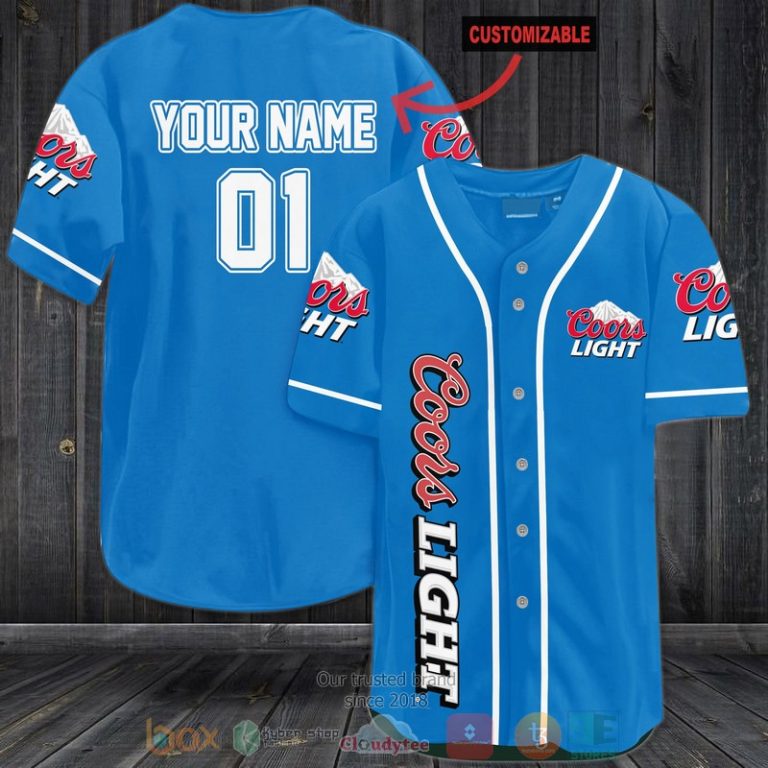 Personalized Coors Light Ribbon custom blue Baseball Jersey