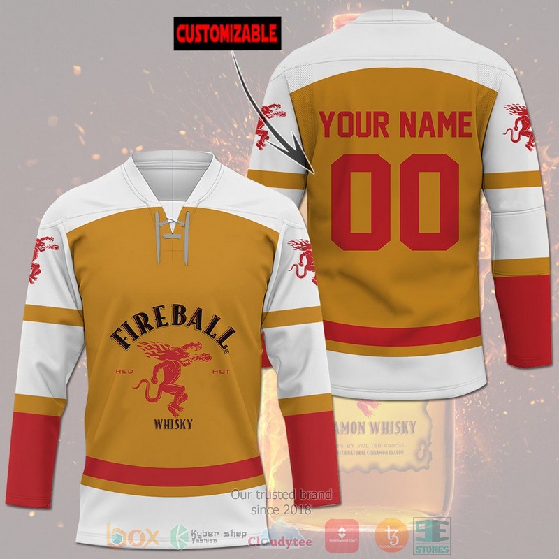 Personalized Fireball Cinnamon Whisky custom Hockey Jersey