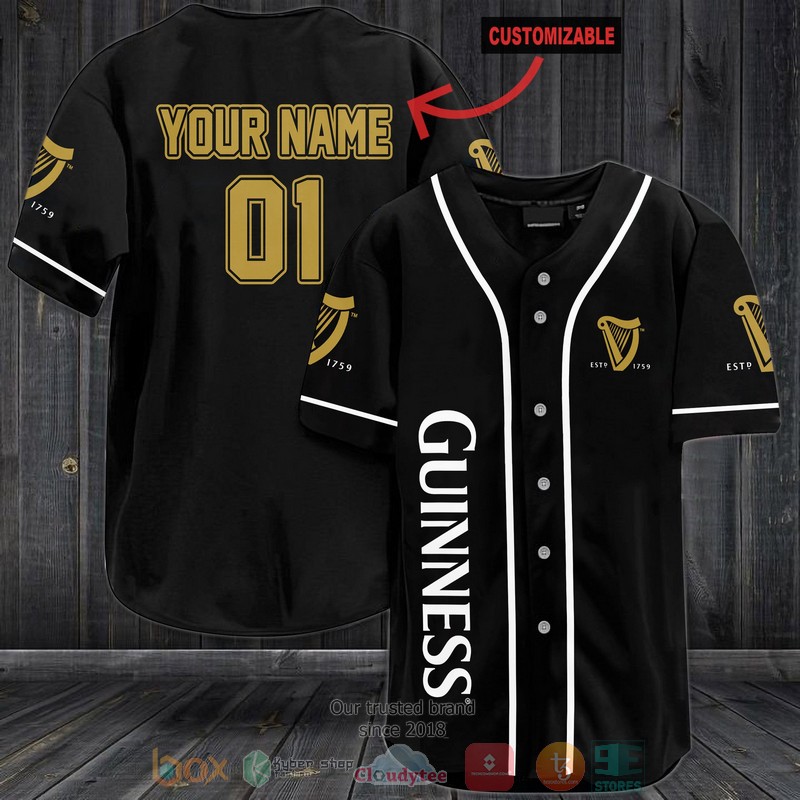 Personalized Guinness custom black Baseball Jersey