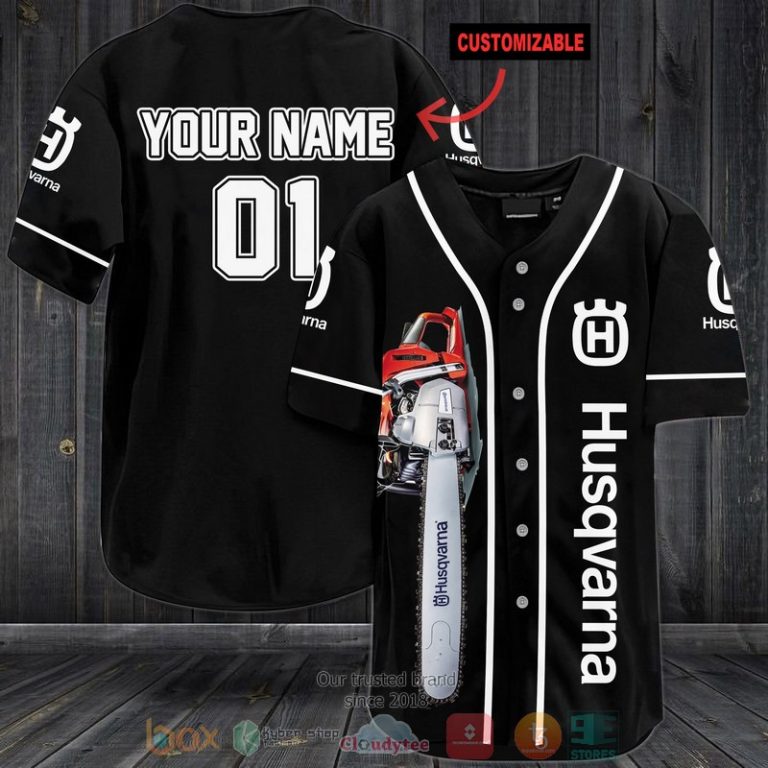 Personalized Husqvarna Chainsaws custom black Baseball Jersey