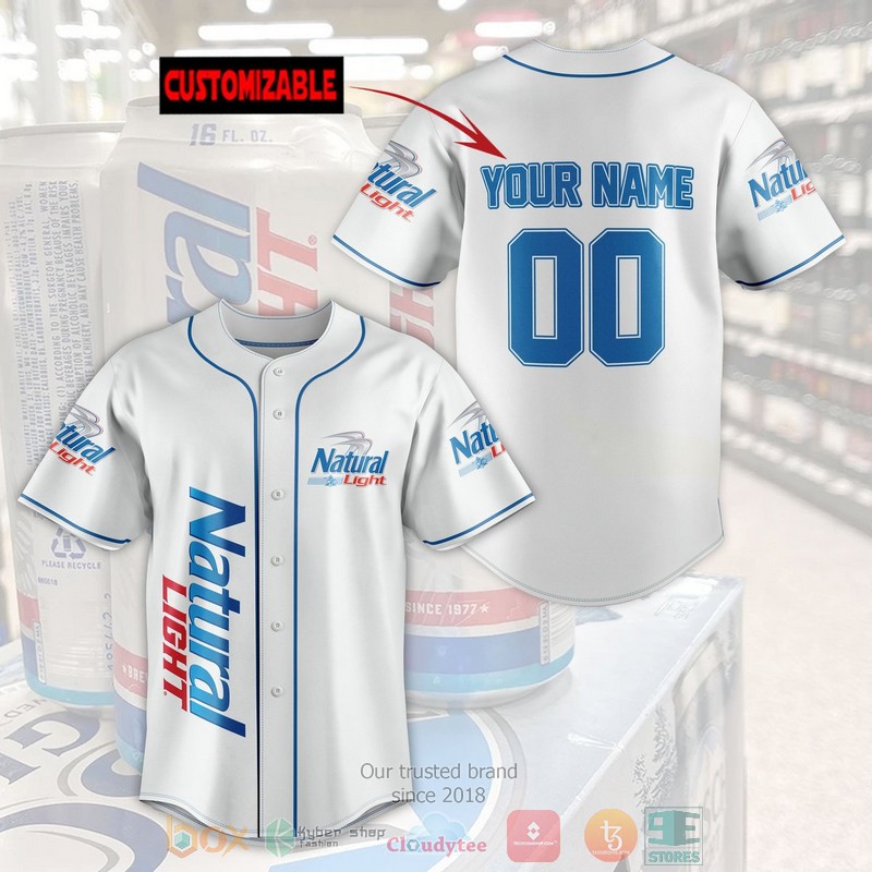 Personalized Natural Light custom white Baseball Jersey