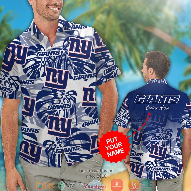 Personalized New York Giants Monstera deliciosa Hawaiian Shirt short 1