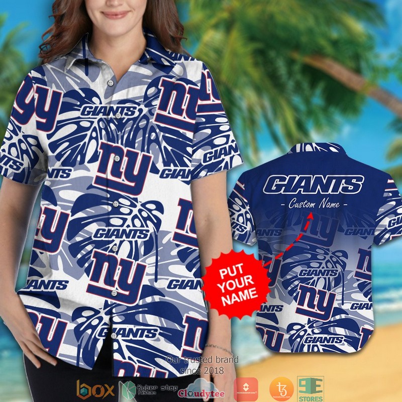 Personalized New York Giants Monstera deliciosa Hawaiian Shirt short 1 2