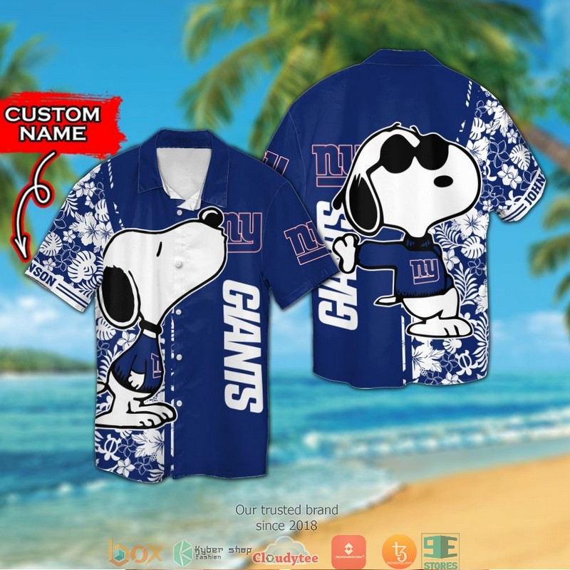 Personalized New York Giants Snoopy Hawaiian Shirt short