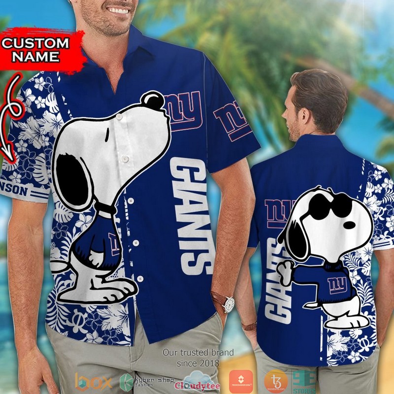 Personalized New York Giants Snoopy Hawaiian Shirt short 1