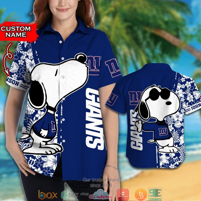 Personalized New York Giants Snoopy Hawaiian Shirt short 1 2