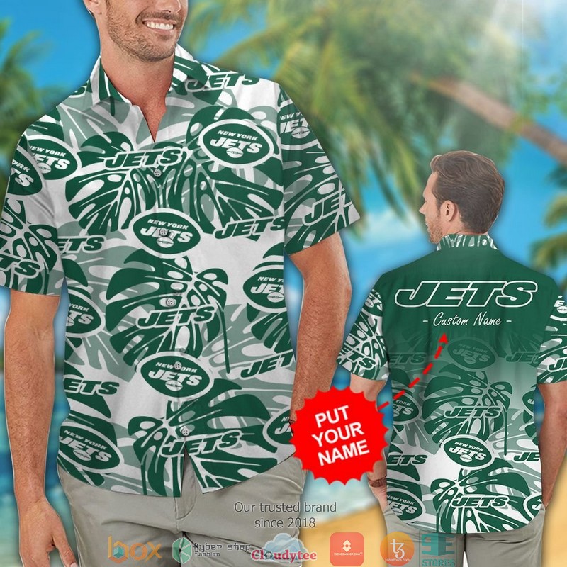 Personalized New York Jets Monstera deliciosa Hawaiian Shirt short 1