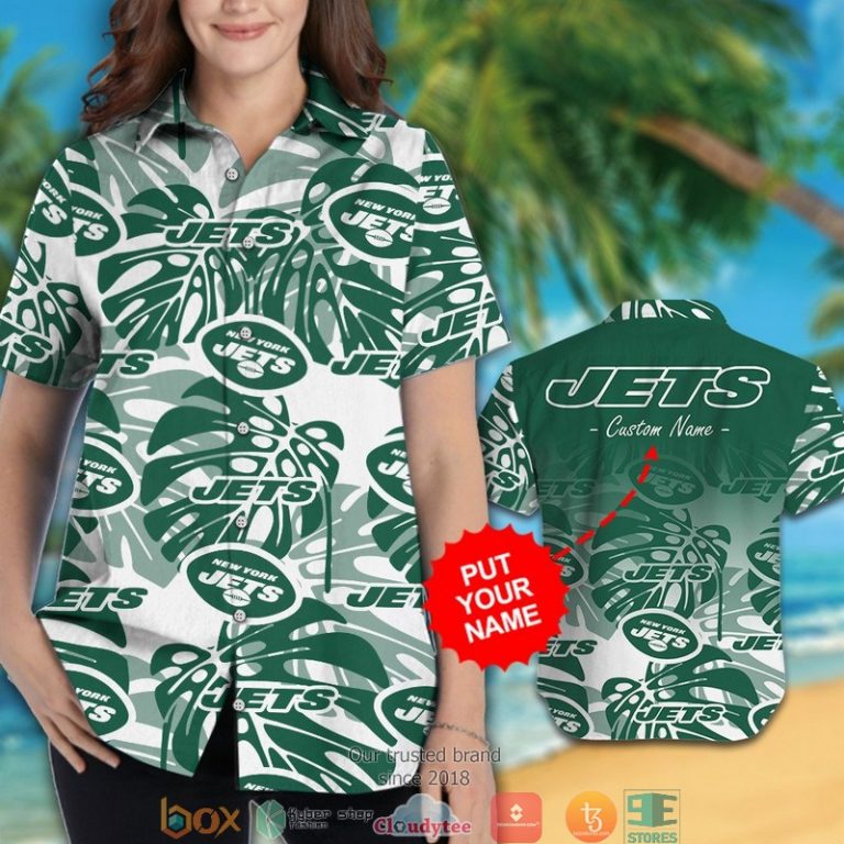 Personalized New York Jets Monstera deliciosa Hawaiian Shirt short 1 2
