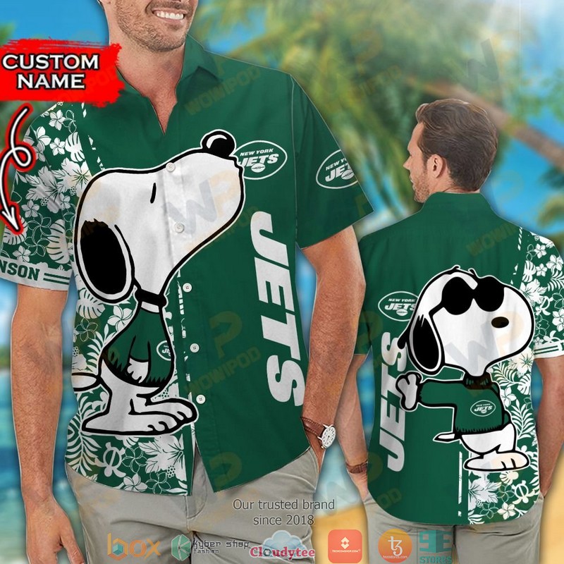 Personalized New York Jets Snoopy Hawaiian Shirt short 1