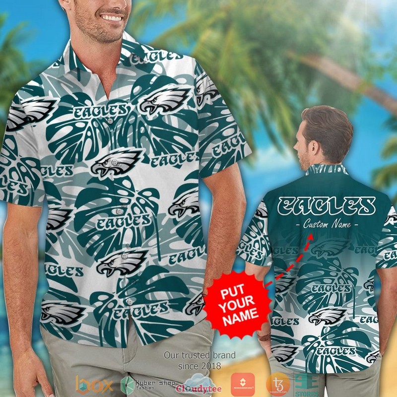 Personalized Philadelphia Eagles Monstera deliciosa Hawaiian Shirt short 1