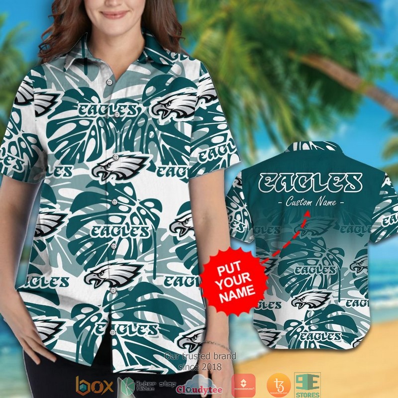 Personalized Philadelphia Eagles Monstera deliciosa Hawaiian Shirt short 1 2