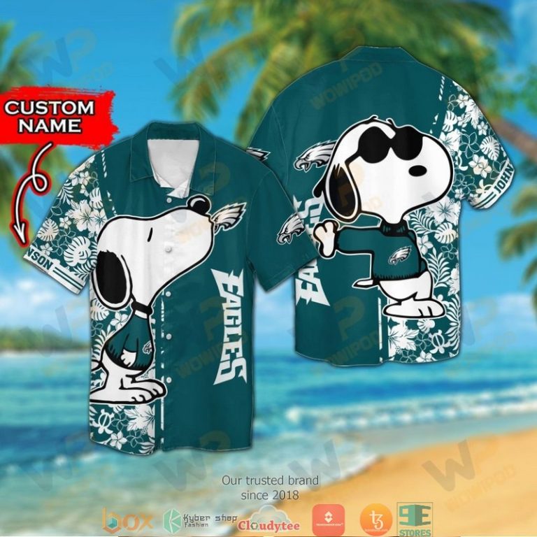 Personalized Philadelphia Eagles Snoopy Hawaiian Shirt short