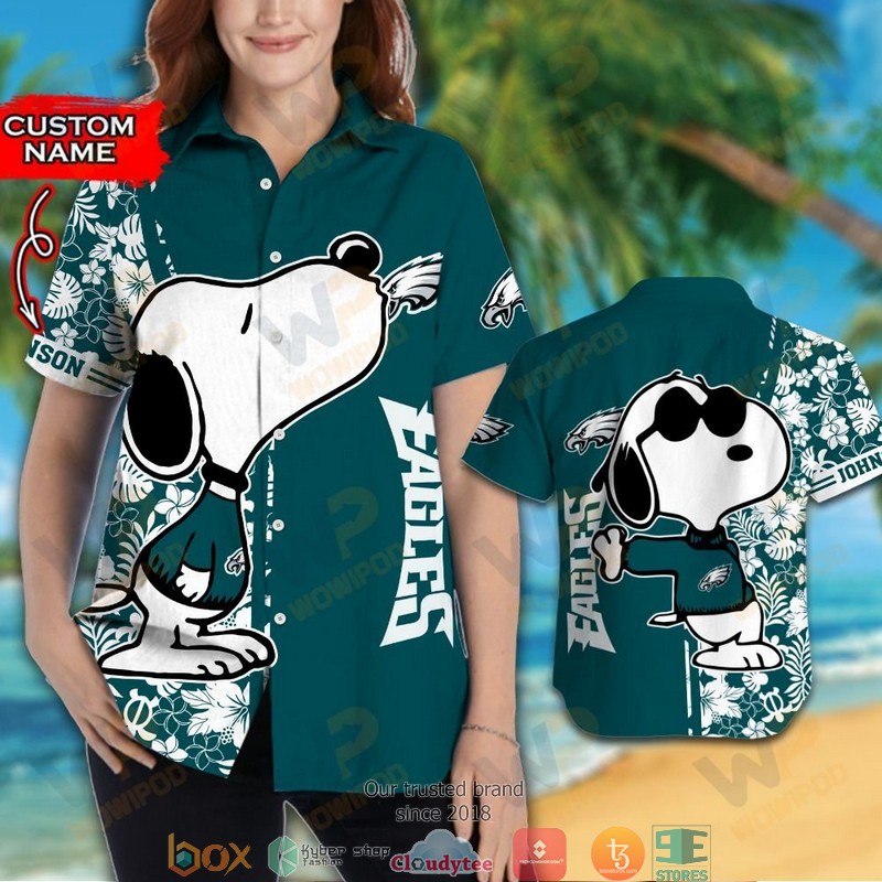Personalized Philadelphia Eagles Snoopy Hawaiian Shirt short 1 2