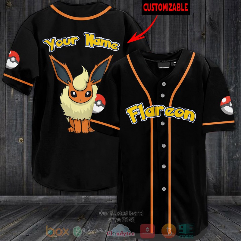Personalized Pokemon Flareon custom Baseball Jersey