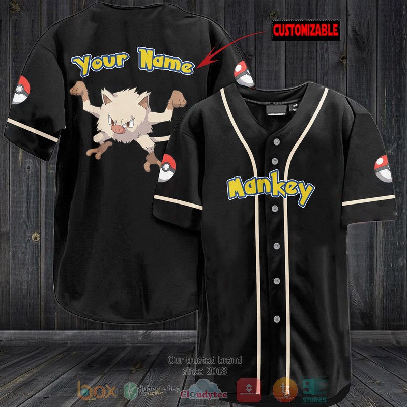 Personalized Pokemon Mankey custom Baseball Jersey