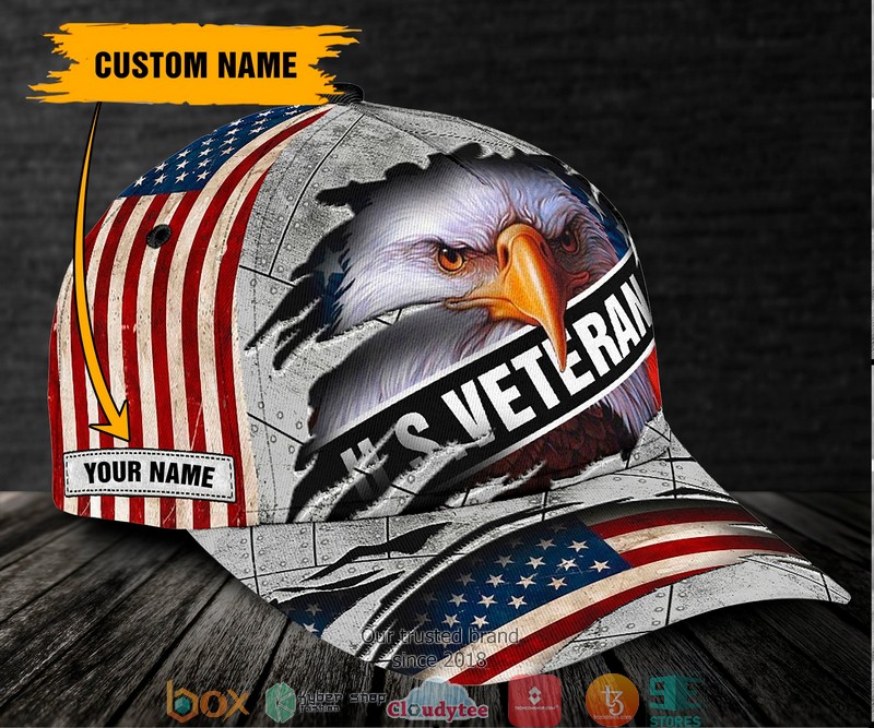 Personalized US Veteran Eagle American flag Cap
